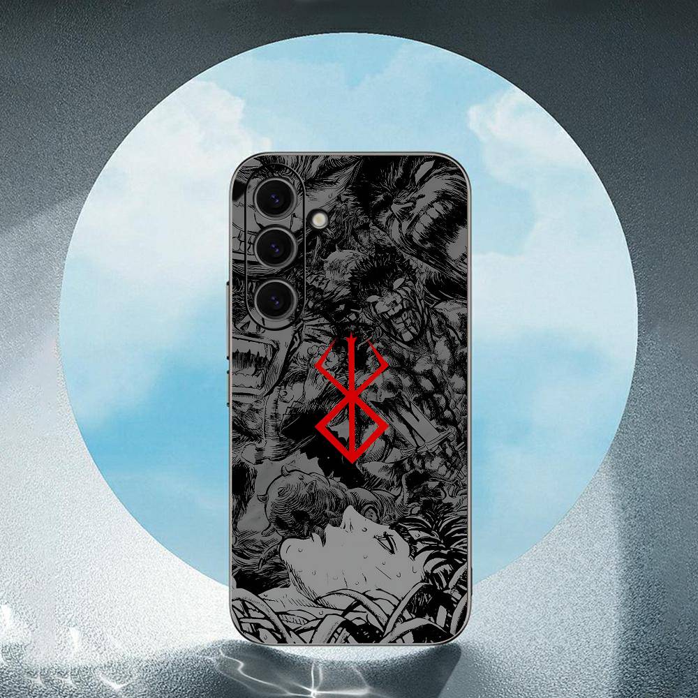 Berserk-k For Samsung Galaxy S23 S24 S25 Ultra S22 Plus S21 Black Soft Case Waterproof Soft Case