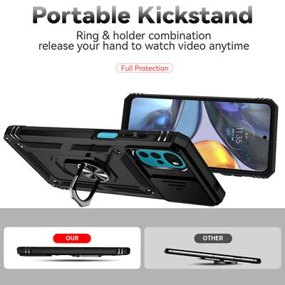 Armor Shockproof Case For Motorola Moto G22 G 5G 2022 G31 G50 G60S  Ring Holder Slide Window Lens Protection Phone Cover