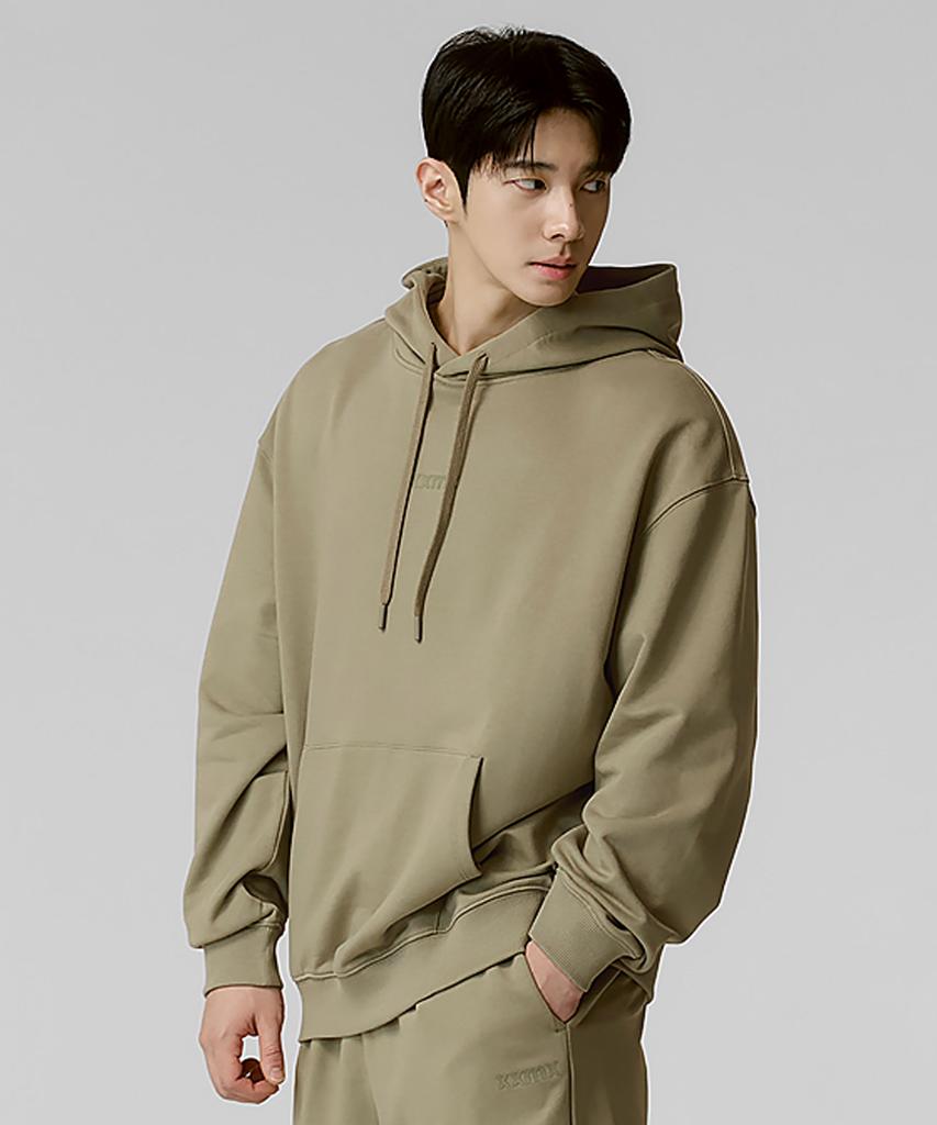 XEXYMIX Small Letter Sweat Hoodie Khaki Xmmhd01J1
