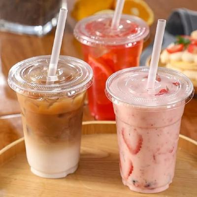 50pcs/Sets 12/16OZ Plastic Cups With Lids Disposable Cups For Iced Coffee Smoothie Milkshake Cold Drinks Birthday Party Supplies