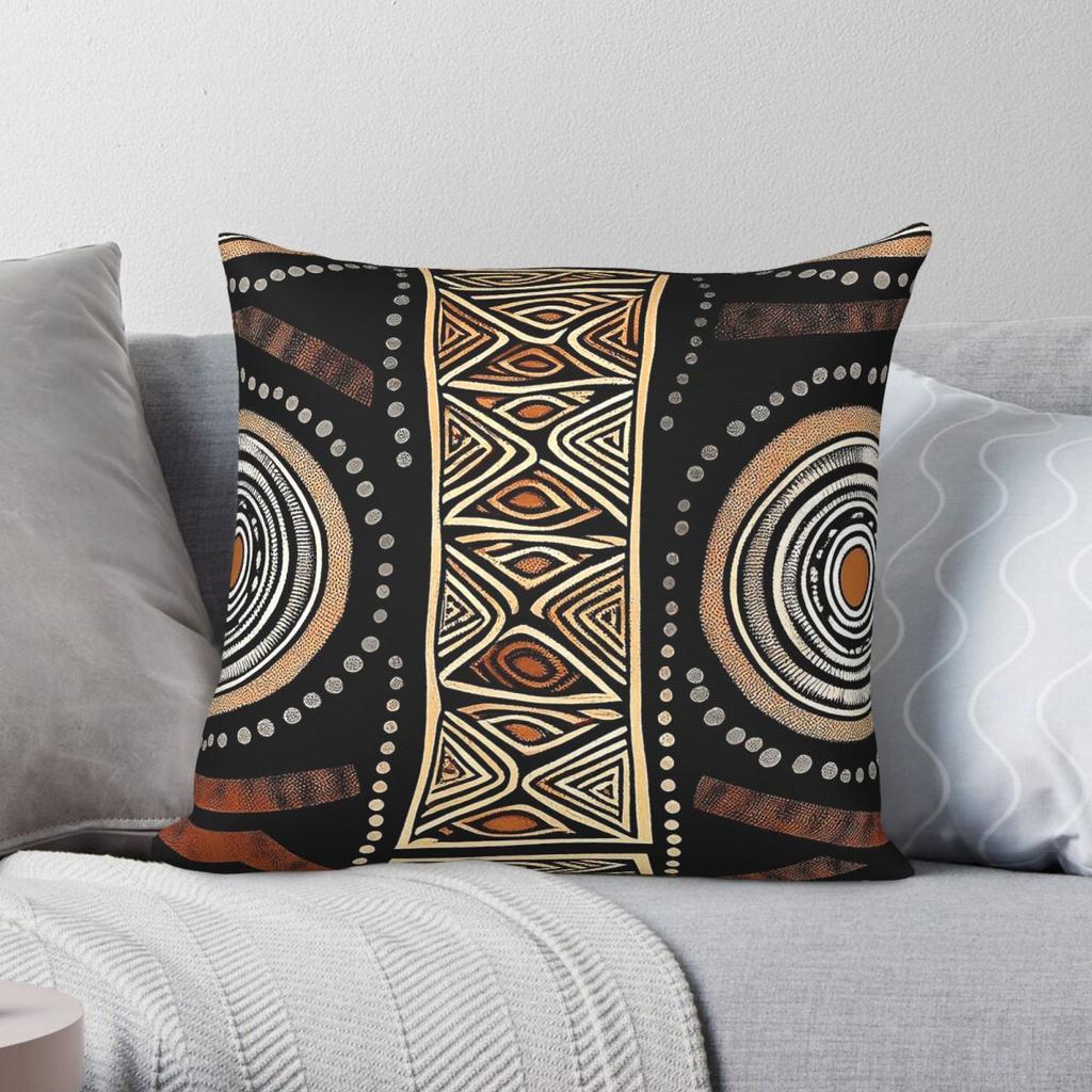 Vintage African Mud Cloth Square Pillowcase Polyester Linen Velvet Pattern Zip Decorative Home
