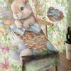 Cortinas transparentes de borboletas com flores de coelho da Páscoa para sala de estar, cortinas de janela de cozinha, cortinas de tule voile para quarto