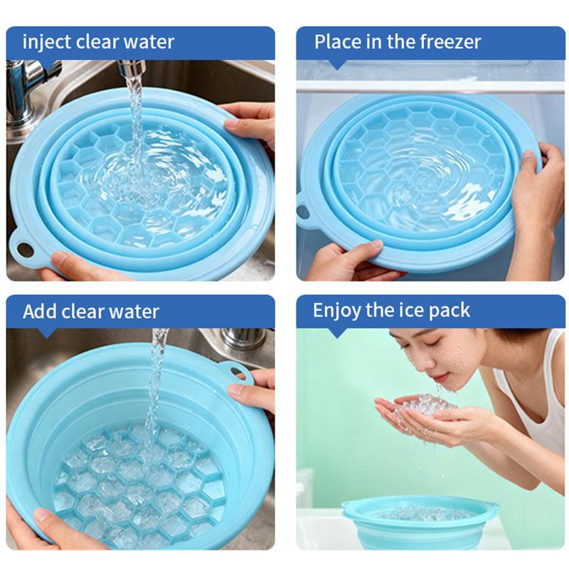 Silicone Face Bowl for Ice with Built-In Icetray Portable Ice Bowl for Face Foldable Face Ice Bath Bowl for Cold Therapy