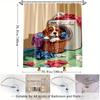 Adorable Puppy Shower Curtain - Laundry Basket & Washing Machine Print, Durable Machine-Washable Fabric, Playful Design