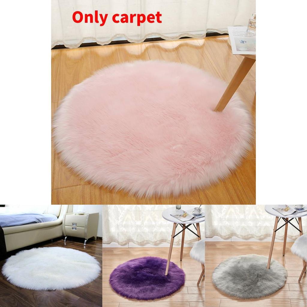 Faux Fur Rug With Machine Washable Circular Design For Bedroom And Living Room Decor