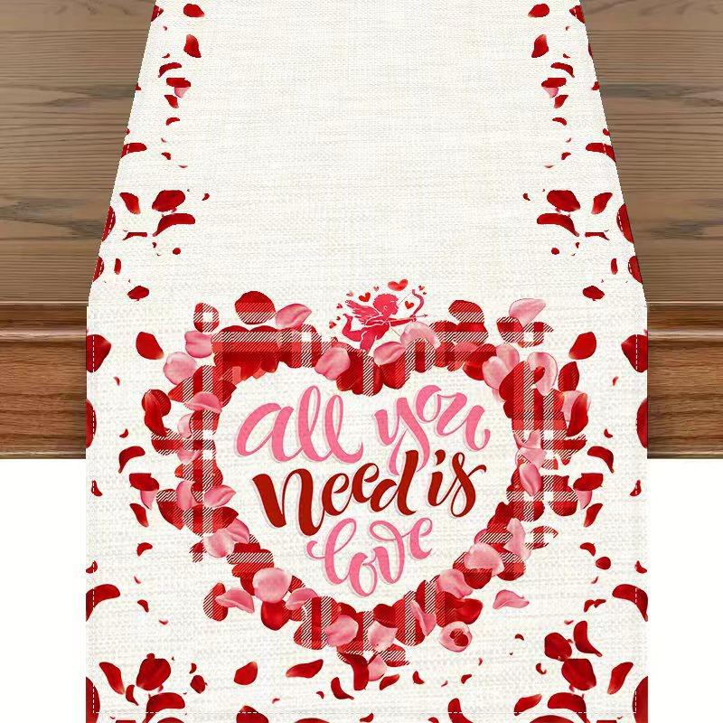Desktop Ornaments Love Table Flag Tablecloth 33*183cm Table Runner For Festive Atmosphere Event Decoration Valentine's Day Party
