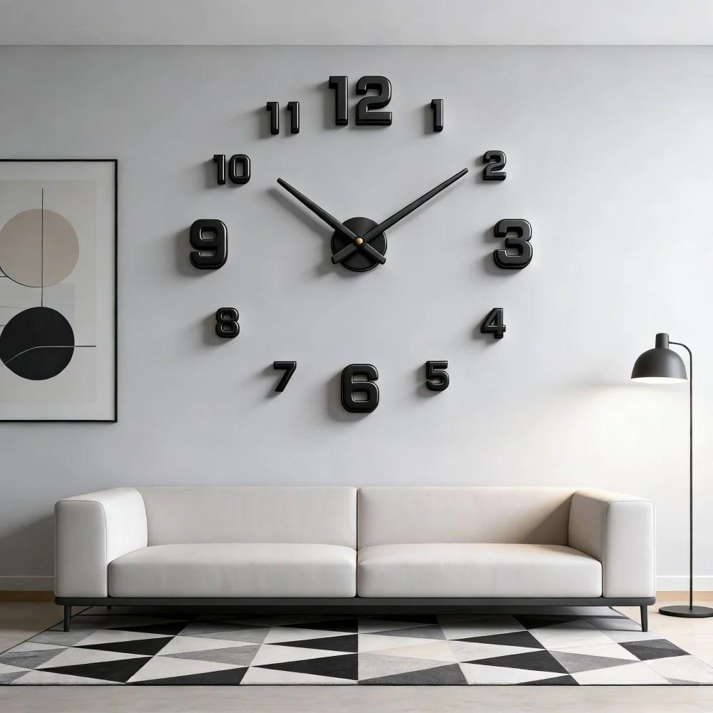 Modern Design Large Wall Clock 3D DIY Acrylic Home Silent Clock Wall Decoration Mirror Stickers Quartz Clocks Living Room Office