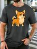Unisex Crew Neck Tee Sassy Face Corgi Puppy Cartoon Art Print Short Sleeve Top Summer Outdoor Loose Soft Comfort Basic Daily Wear