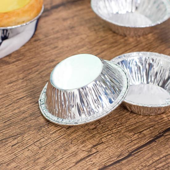 100 Pezzi Stampini per Flan d'Uovo Rotondi Usa e Getta Stagno Tazze Dessert Cupcake per Cottura Fai da Te Fondant