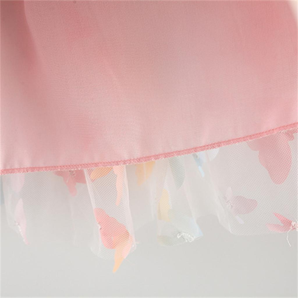 Summer Girls' Princess Party Birthday Dress Back Bow Wings Fairy Strap Embroidered Butterfly Mesh Dress