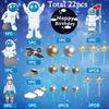 22pcs Space Cake Topper Space Cupcake Toppers Astronaut Figurine Birthday Outer Space Themed Party Decorations Planet Rocket Pearl Balls Star DIY