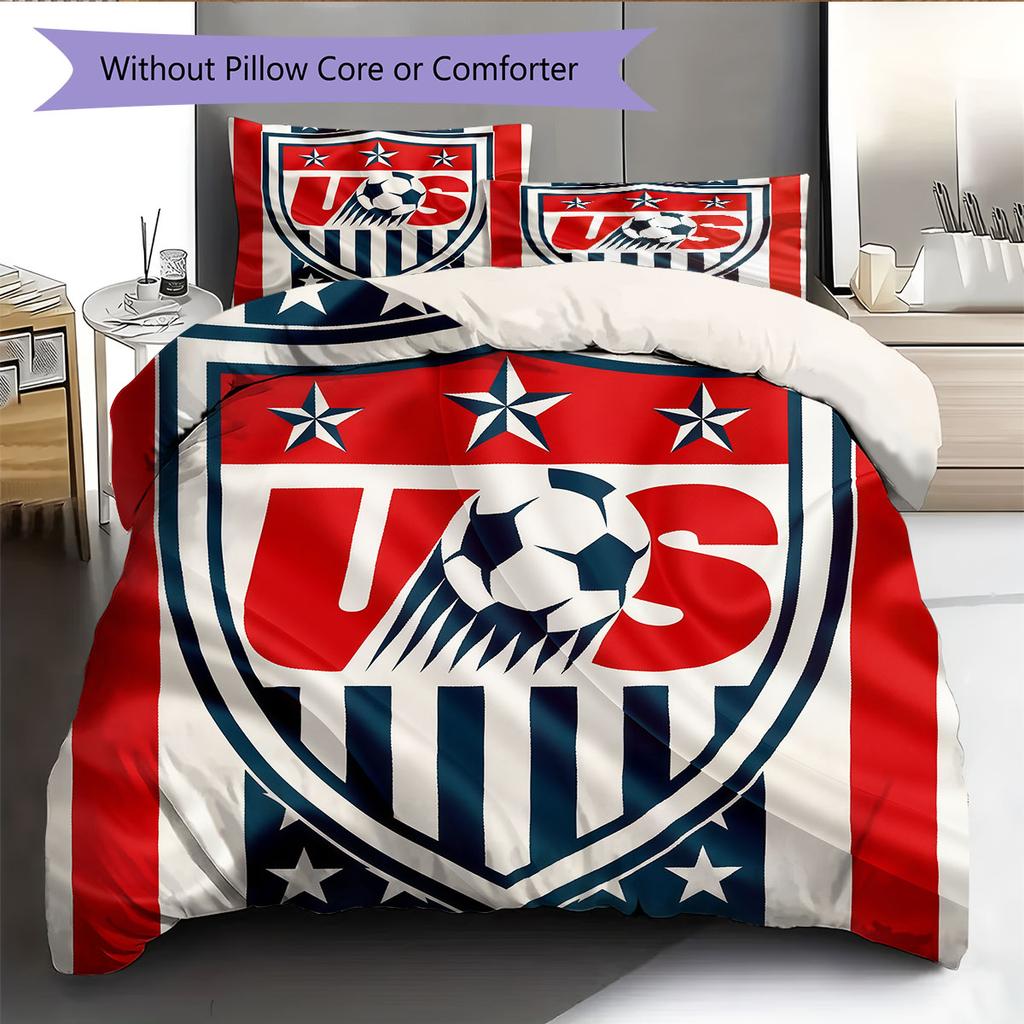 USA National Football Logo Pattern Bedding Home Decoration Birthday Gift (1 * Duvet Cover + 2 * Pillowcase, Without Core),fan Merchandise.