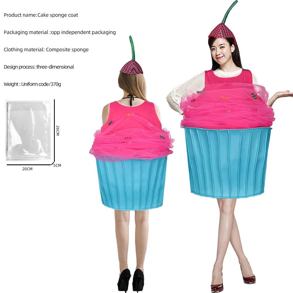 Funny Food Shape Costume Jumpsuit Sponge Novelty Outfit Halloween Carnival Fancy Dress For Party Role‑Play Stage Performance One‑Size