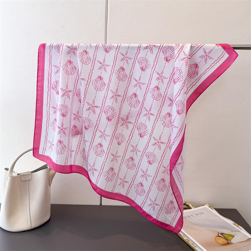 Women's Vintage Versatile Soft Satin Scarf Floral Print Hairband Spring Autumn Small Square Scarf for Tying Hair And Bags