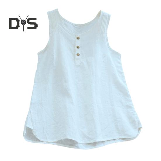 Dámská vesta Kulatý výstřih Bez rukávů Jednobarevná Tílka Volný střih Dekorace knoflíky Letní tílko pro každodenní nošení