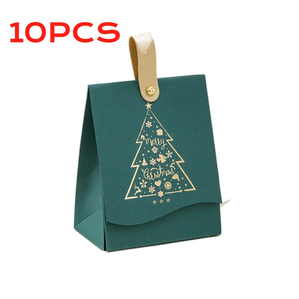 10Pcs Leather Handles Christmas Candy Handbag Christmas Packaging Bags  Present Packaging