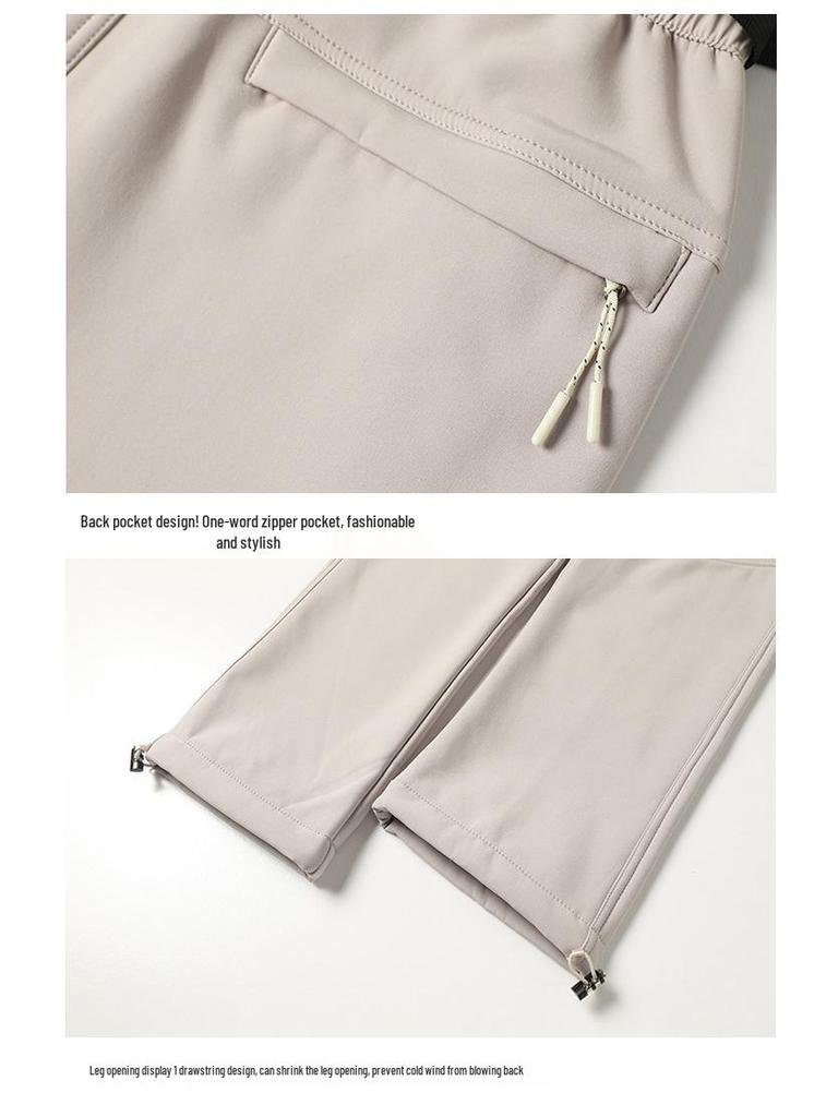 Outdoor Windproof Waterproof Thickened Ski Hiking Softshell Fleece Pants for Men and Women - Autumn Winter