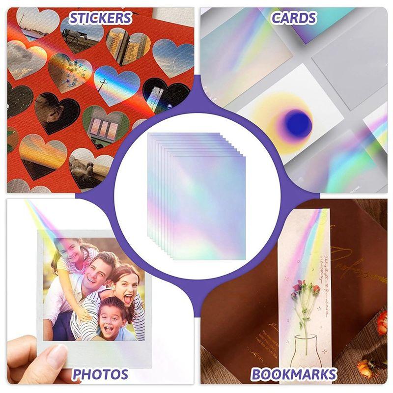 M-Modern-60 Sheets Holographic Laminate Sheets Clear Gitter Holographic Sticker Paper Vinyl Laminate Film 11.7 X 8.3 Inch A4 Siz