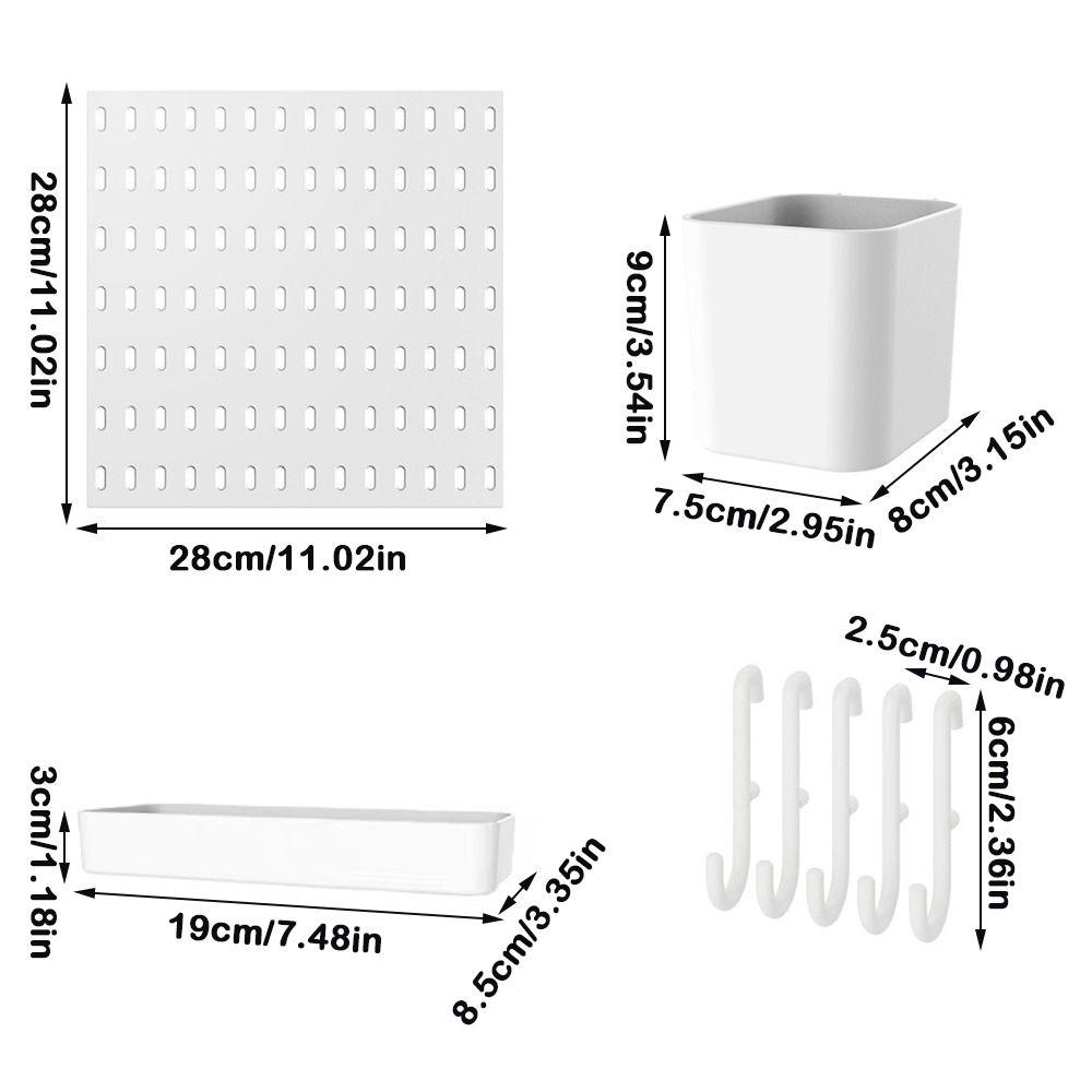 New Wall-Mounted Storage Board DIY Space-Saving Pegboard with Hooks Storage Display Rack for Kitchen Bedroom Bathroom Study Room