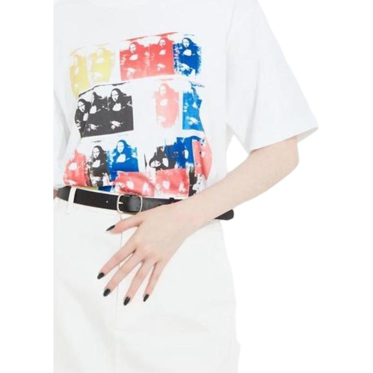Uniqlo Loose Fit Graphic Print Crew Neck T-Shirt Unisex Tops White 463151-00
