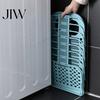 Plastic Laundry Storage Container Foldable Basket, Breathable Hollow Design, Wall Mounted Narrow Space Organizer Saving Organizer, for