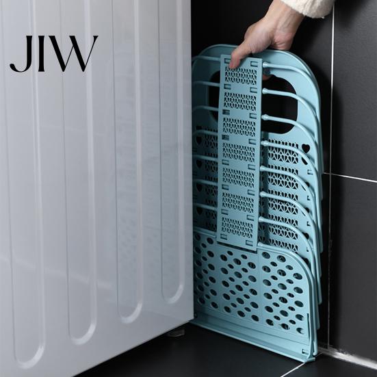 Plastic Laundry Storage Container Foldable Basket, Breathable Hollow Design, Wall Mounted Narrow Space Organizer Saving Organizer, for