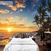 Tropical Island Beach Mural Sunrise Scenery 3D Wallpaper Living Room Bedroom Wallpaper Mural Home Decoration