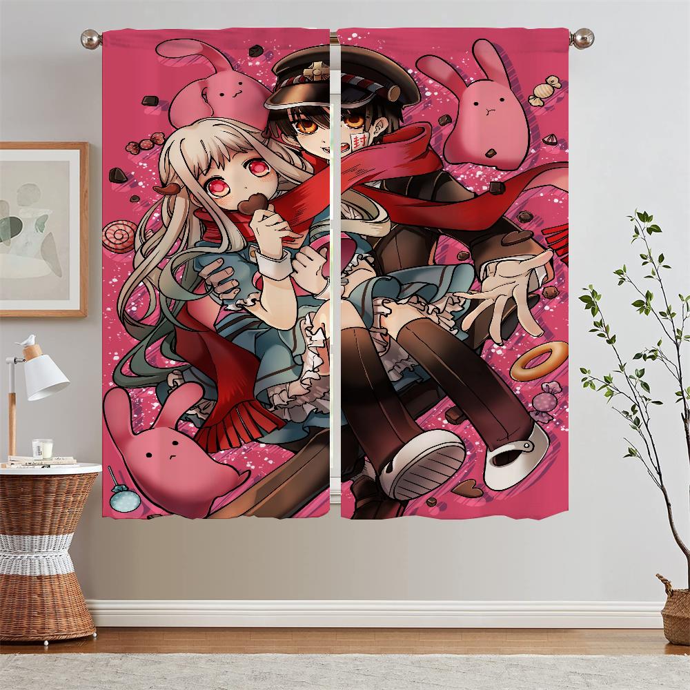 Hanako Kun Verdunkelungsvorhang Raffhalter Schlafzimmervorhänge 2 Stück Luxus Wohnzimmervorhänge für Kamera Locken Jalousie Jalousien Küche