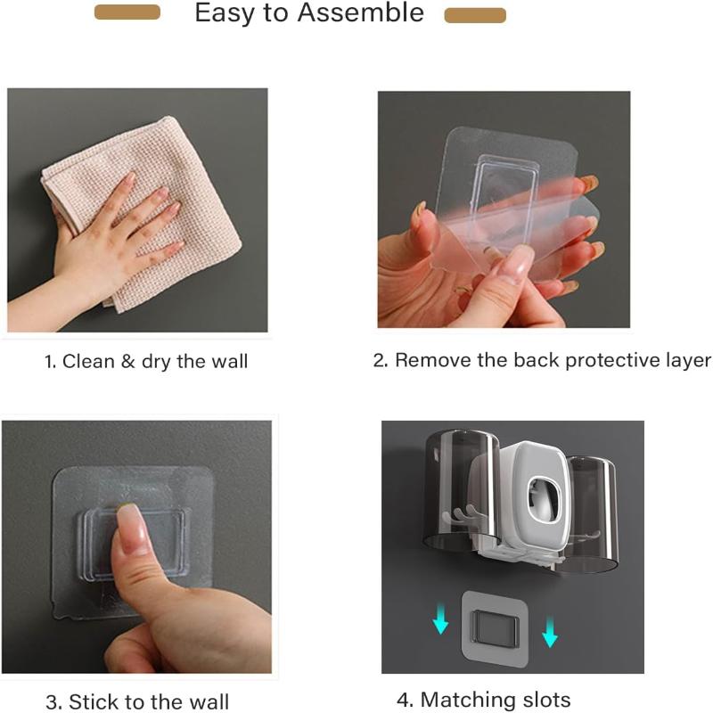 Toothbrush Holders for Bathrooms Toothbrush Holder Wall Mounted Toothpaste Dispenser for Kids Automatic Tooth Brushing Holder Ba