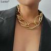 Collana Choker a Catena Multi Strato Colore Oro Punk Lattiginoso Gioielli per Donne Hip Hop Catena Spessa Grande Chunky per la Clavicola