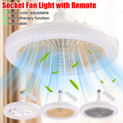 2 In 1 Indoor Ceiling Fan Lamps with Remote Control 360°Rotating E27/26 Living Room Bedroom Lighting LED Decorative Lights