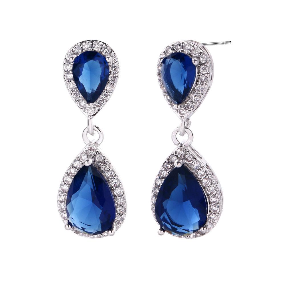 Elegant Zircon Water Drop Earrings For Women With Gold And White Accents Bridal Jewelry
