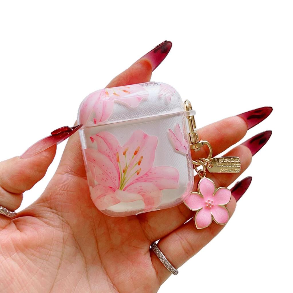 Pink Lily Earphone Case for Apple AirPods Pro 2 - 4th Gen Protective Bluetooth Earphone Cover