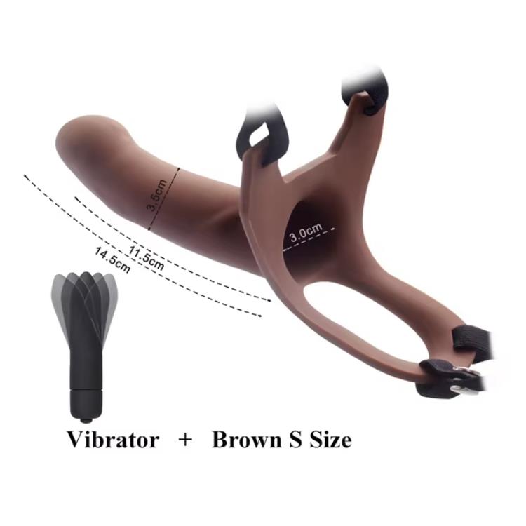 Big Size Silicone Strap On Dildo for Men Realistic Penis Extender Enlarger Male Hollow Strapon Dildo+Bullet Vibrator Sex Product