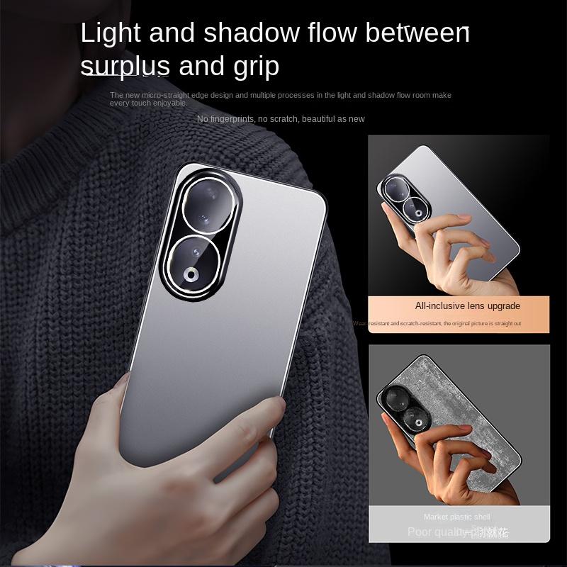 For Honor 90 90 Pro AG Aluminum Alloy TPU Soft Lens Integrated Anti-Slip Phone Case