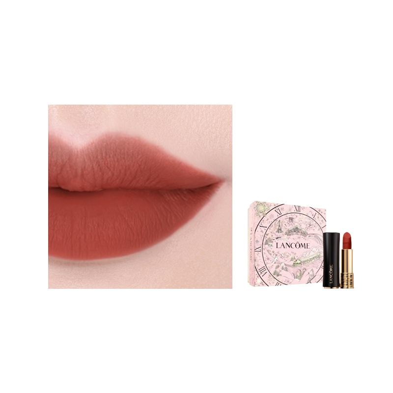 Lancôme lipstick Jing Pure Velvet Matte 2025 Christmas Series Black Gold Tube Small Waist Matte Moisturizing #196 Cinnabar Orange without gift box