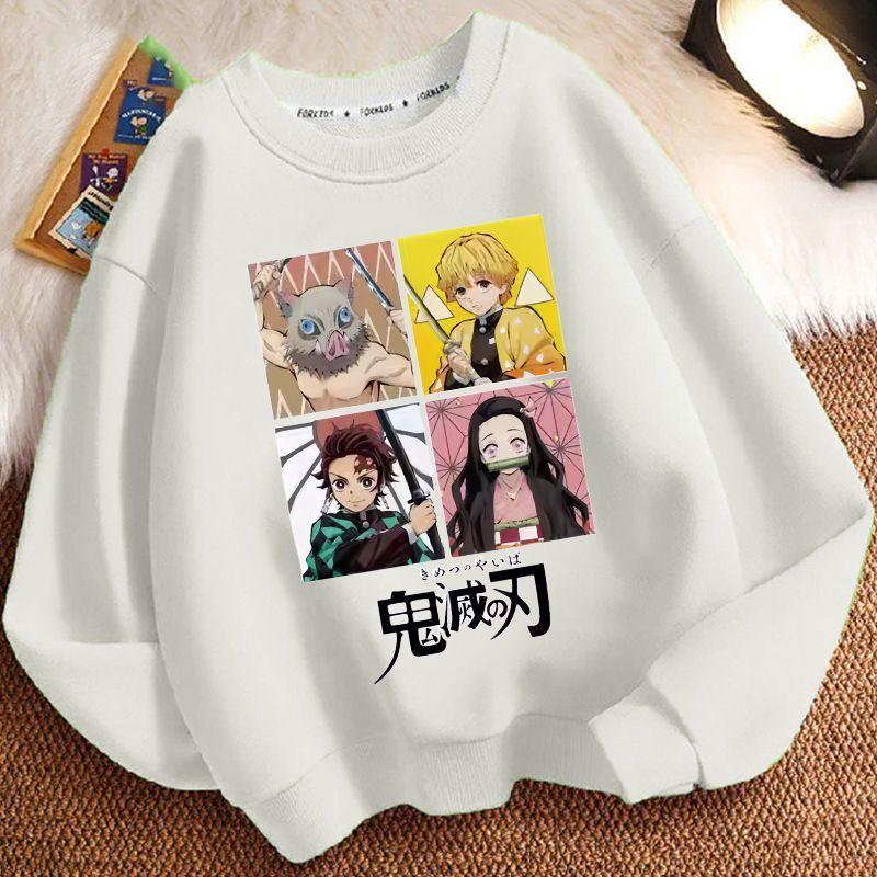 

Children s Fashion Demon Slayer Round-neck Hoodie, Spring and Autumn Boys and Girls Casual Long-sleeved Jacket 110