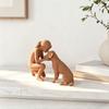 3D Printed Women Dog Figurine, Girls Pet Friendship Decorative Statue Sculpture for Living Room Home Office Shelf, Gift for Dog Lovers