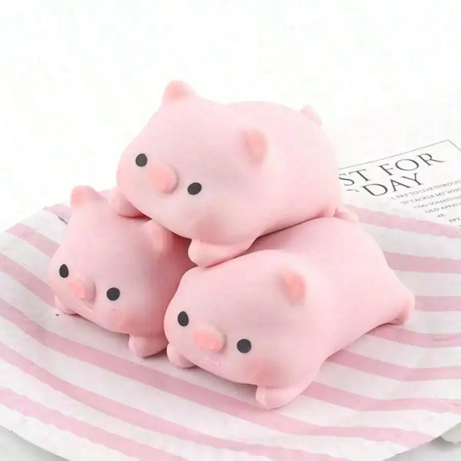 Pink Pig Mochi Squishy Toy, Stretchy Tofu Stress Relief Fidget Ball For Adults Stress Relief Toy