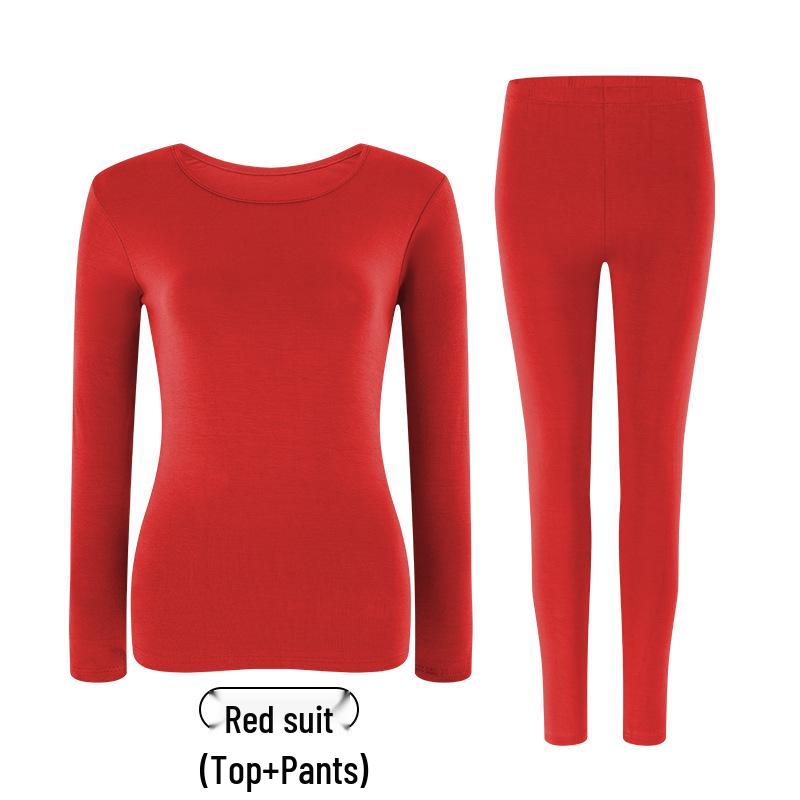 Women's Modal Body Shaping Autumn Knitwear Set: Warm Long Sleeve Top & Pants