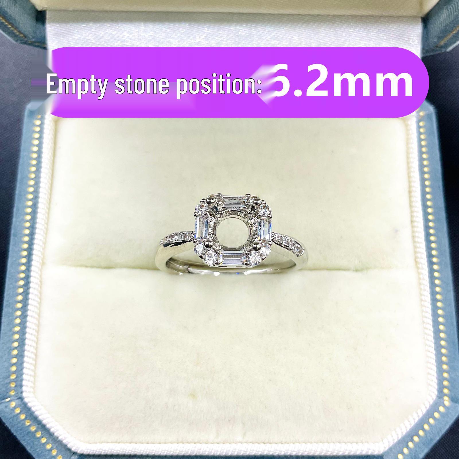 

6.2mm Square Ring Blank with Round Pointed Base for DIY Huazi Diamond Setting – Stylish and High-End Adjustable Opening