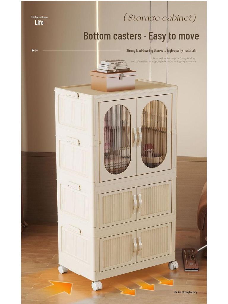 Kids' Multi-layer Plastic Wardrobe with Wheels | Folding Storage Cabinet for Baby Clothes