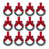 Mini Christmas Cabinet Wreaths 5.1 Inch Small Kitchen Xmas Decor with Red Ribbon Bow Plastic Rattan Fabric Window Door Office Holiday Decoration
