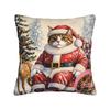 Christmas Cats  Adorable Kittens In Festive (2) Pillowcases  Kawaii Pillow Case For Sofa Home Decoration Soft Pillow Cover