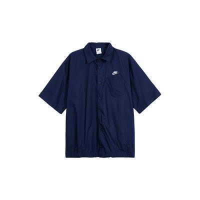 Club Solid Color Single Button Adjustable Hem Design Loose Comfortable Short Sleeve Shirt Men Shirts Deep-Navy FN3903-410