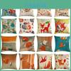 Premium Quality 18'' Cartoon Fox Linen Cotton Pillow Case For Cozy Home Decor