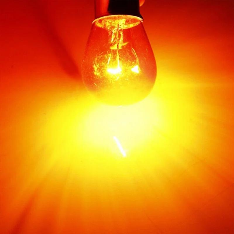 2pcs P21W 1156 BA15S 581 Amber Car Auto Scooter Indicator Break Parking Turn Light Bulb Lamp 21W DC12V Halogen Lamp Bulbs