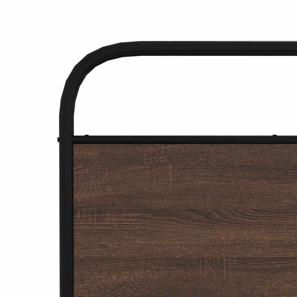 Metal Bed Frame without Mattress Brown Oak Effect 180 x 200 cm