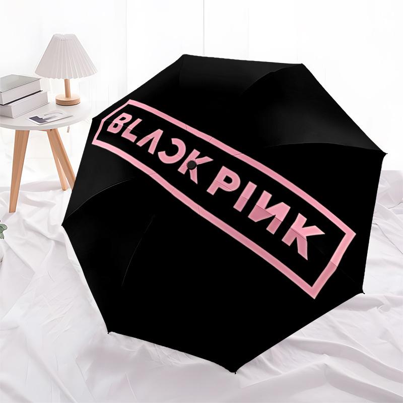 1Pz Ombrello Pieghevole Automatico Musica Blackpink, Ombrello Pieghevole Automatico con 8 Stecche, Comodo per l'Uso all'Aperto 054