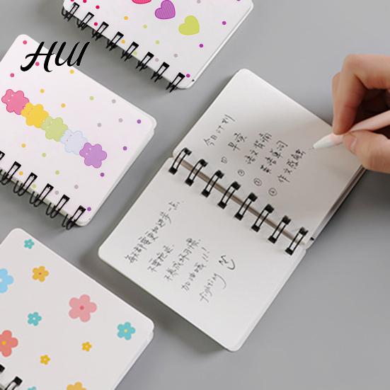 Rollover Coil Journal 2Pcs Cartoon Notebook Mini A7 Portable Spiral Memo Pad for Students Cute Flower Journaling School Travel Notepad